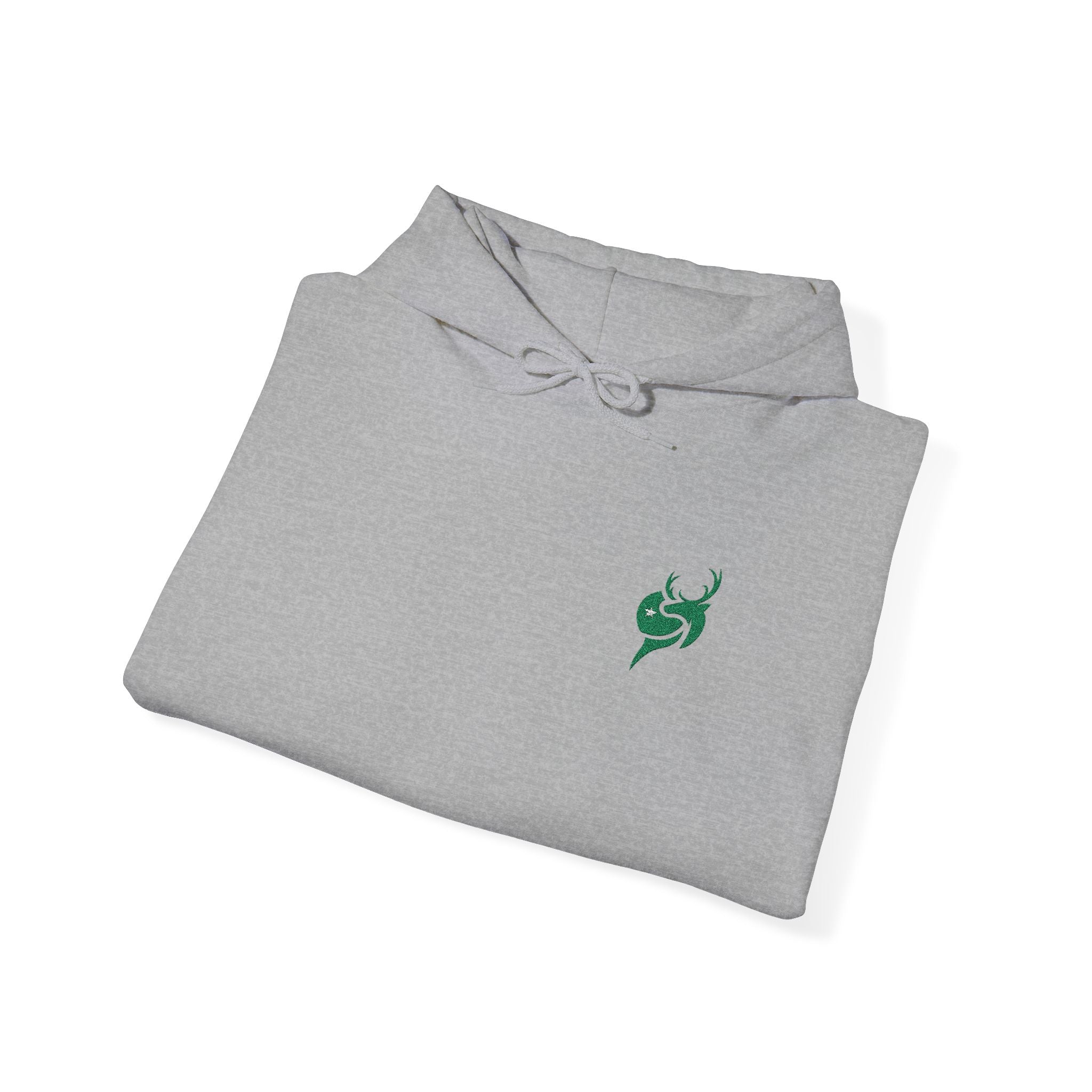 Hoodie — Small Green Fox Chest Logo, Minimal Cozy Pullover