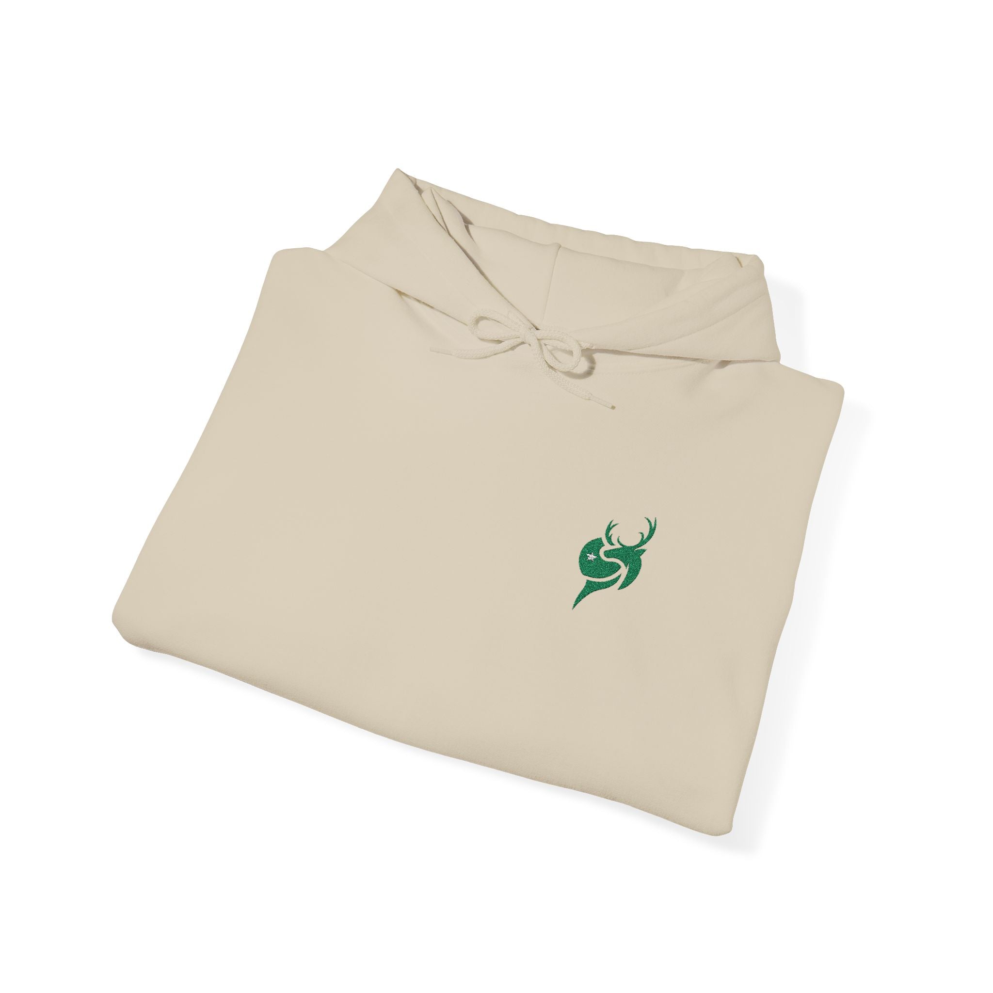 Hoodie — Small Green Fox Chest Logo, Minimal Cozy Pullover