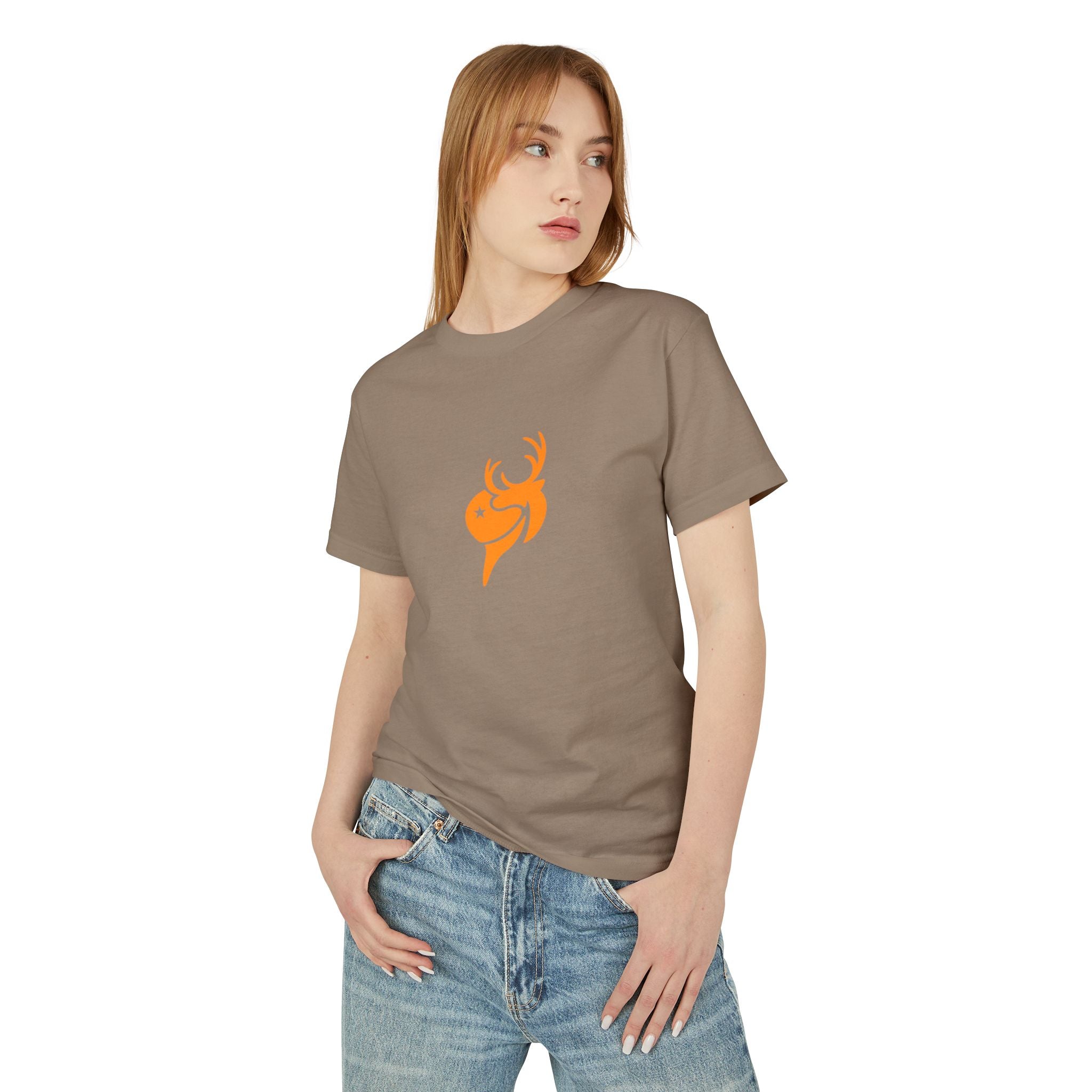T-Shirt — Minimal Orange Deer Logo Tee