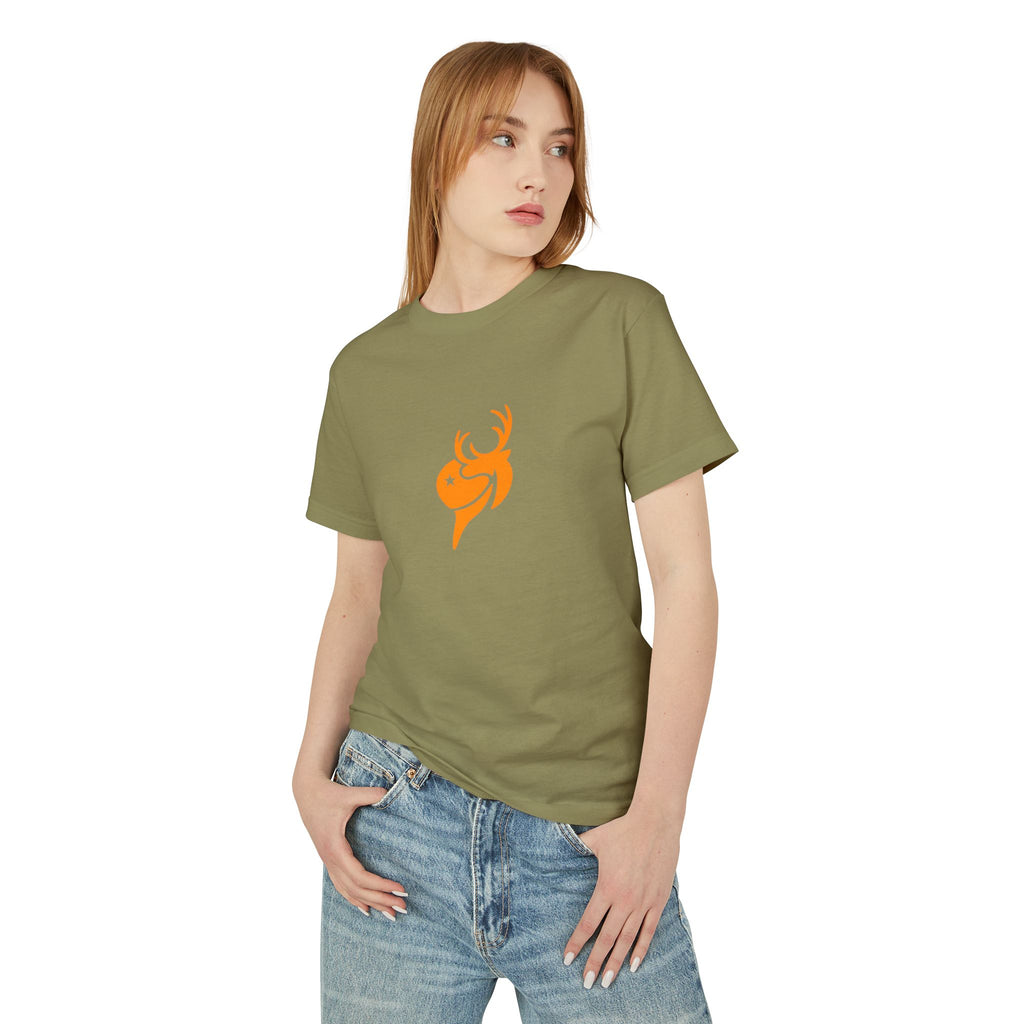 T-Shirt — Minimal Orange Deer Logo Tee
