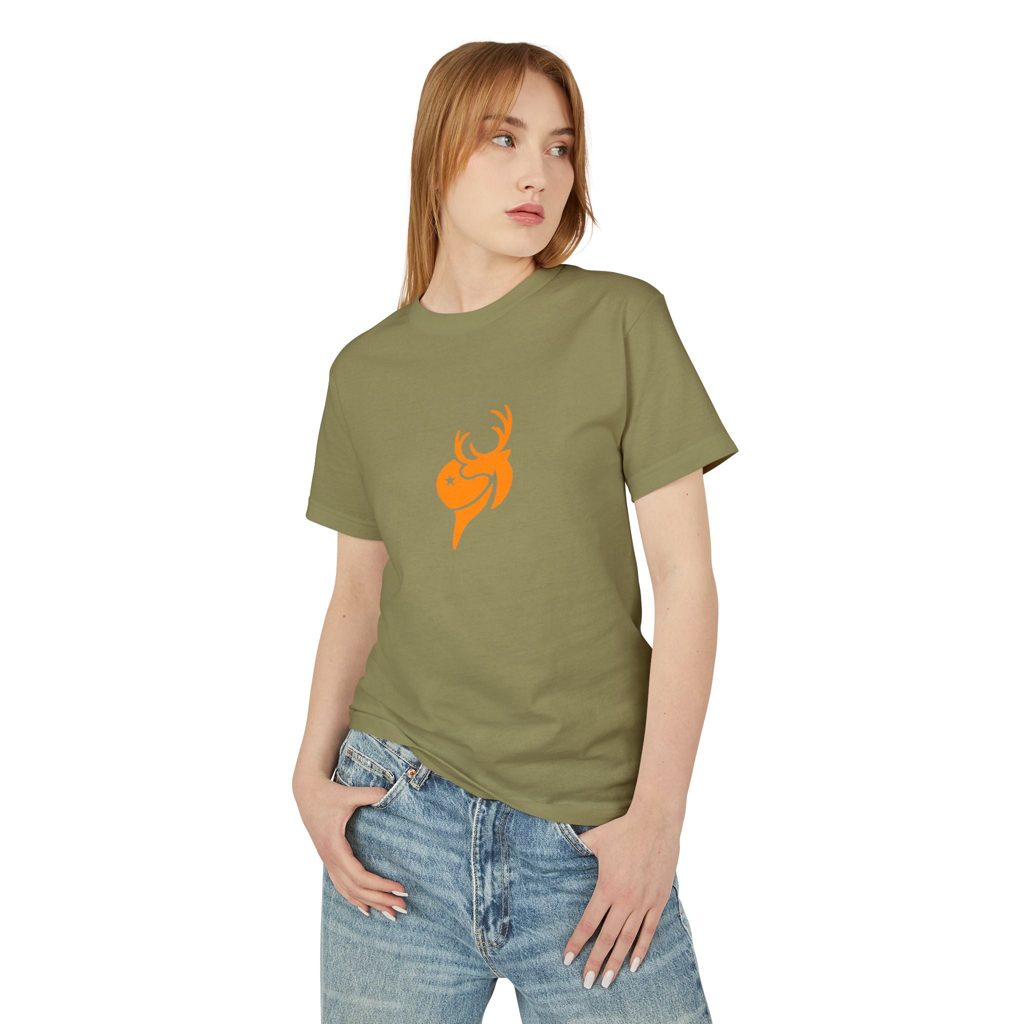 T-Shirt — Minimal Orange Deer Logo Tee