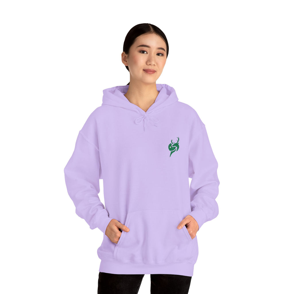 Hoodie — Small Green Fox Chest Logo, Minimal Cozy Pullover
