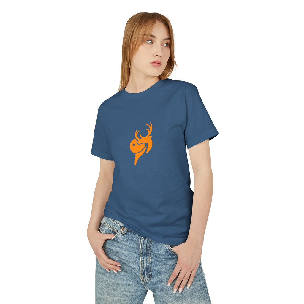 T-Shirt — Minimal Orange Deer Logo Tee